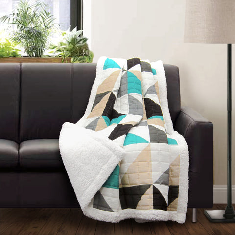 Abner Geo Throw Turquoise Sherpa